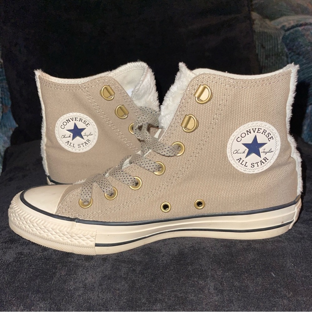 Converse high tops with fur accents